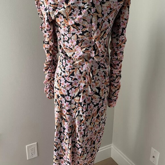 Zara Women’s Midi Floral Ruched Dress - Size M, NWT, Feminine & Flattering - Picture 3 of 16